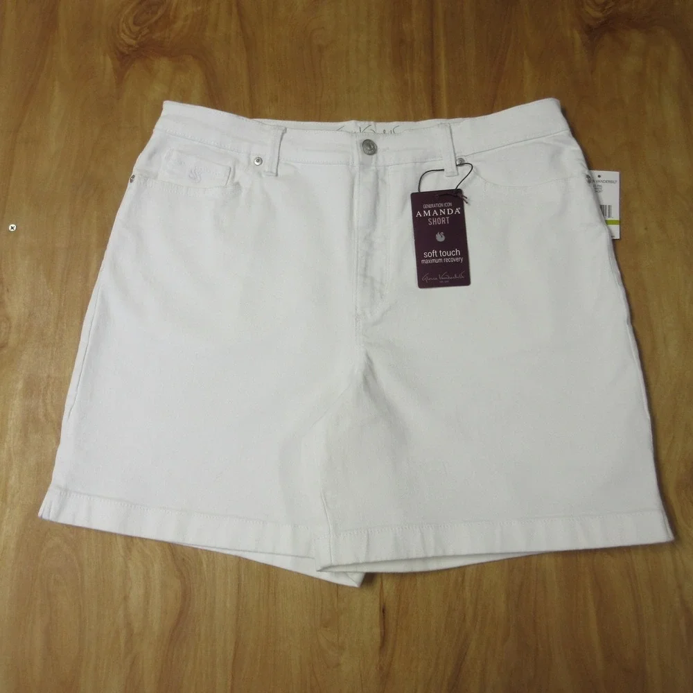 GLORIA VANDERBILT Amanda Jean Shorts Sz 14 Vintage White Stretch Denim Jorts NWT